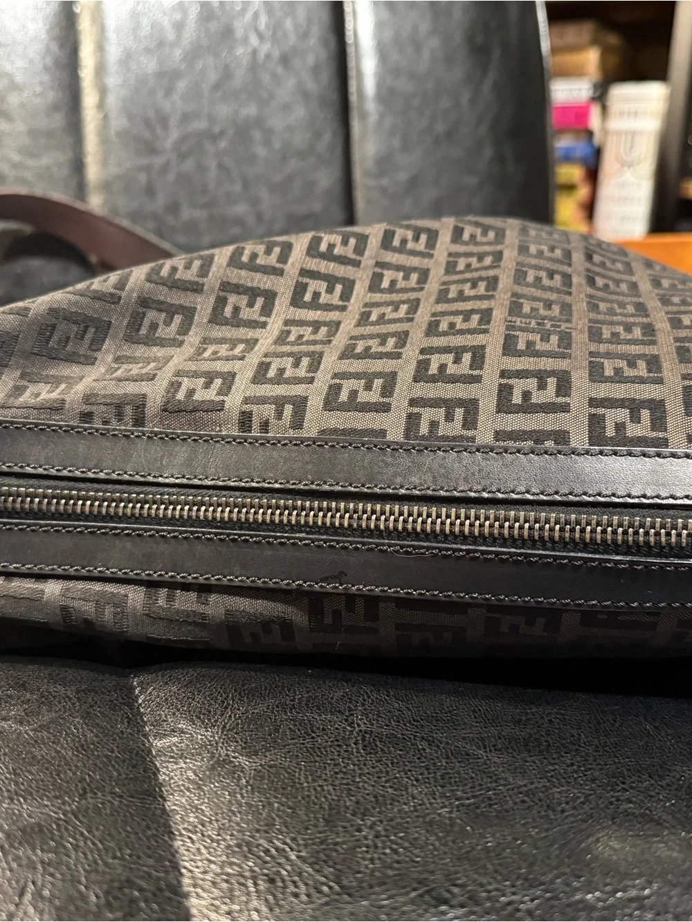Vintage Fendi Black Zucchino Large Oyster Hobo Bag